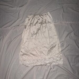 White Satin Lace Hem Half Slip